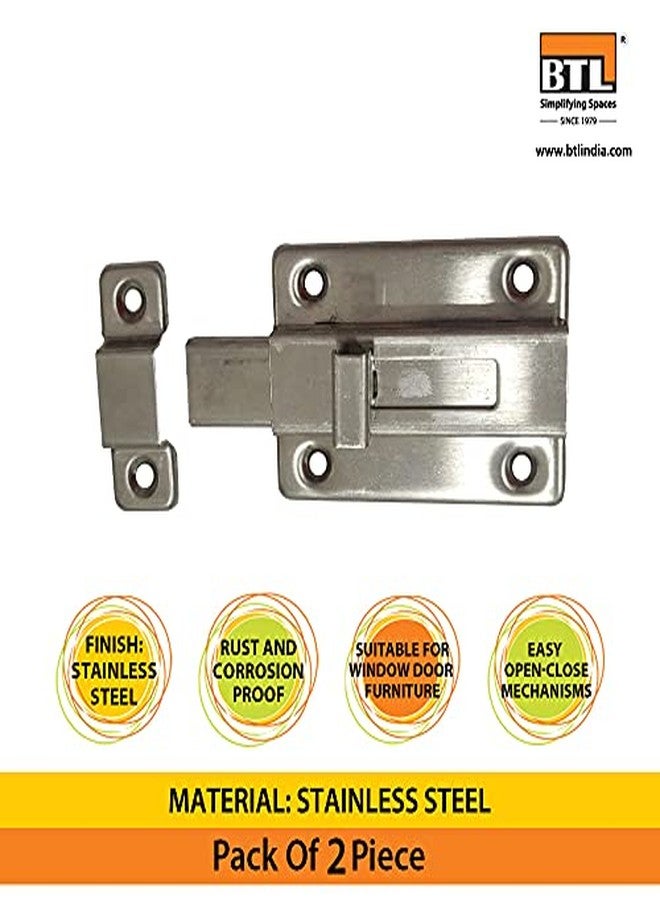 BTL Door Baby Latch (Door Security Latch) (Pack of 2 Set) (Tower Bolt) (for Home, Bathroom, Kitchen,Office) (Stainless Steel) (BDF-BL-2) - Image 2